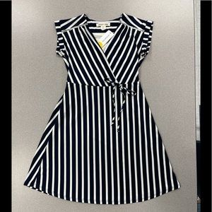 Keylie Brushed Faux Wrap Dress- Navy